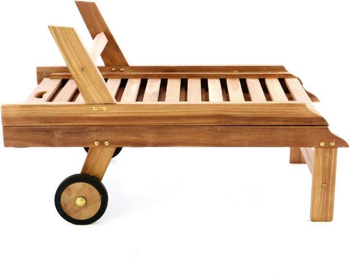 Actual product image VCM Sonnenliege Gartenliege Liegestuhl Teakholz klappbar behandelt (200 cm)