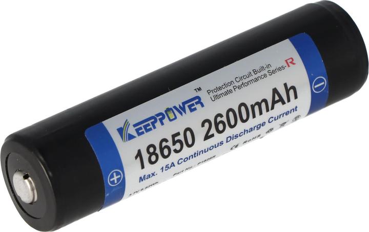 Produktbild Keeppower Akku R 18650 geschützt (Pluspol erhöht) (1 Stk., 18650, 2600 mAh)