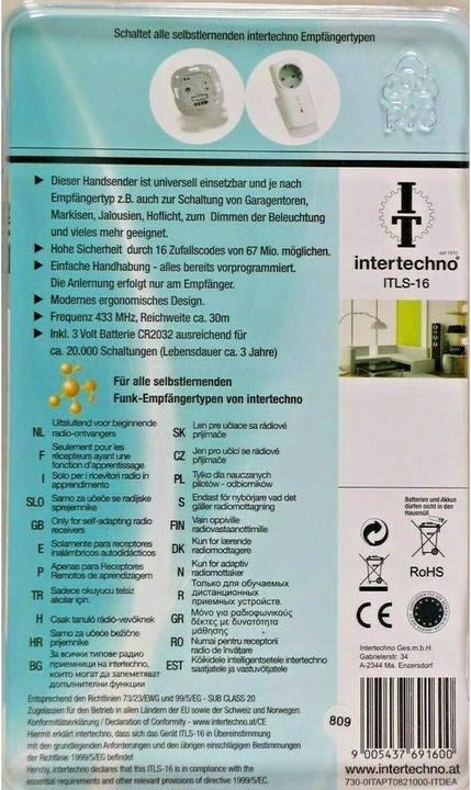 Produktbild intertechno Itls-16 (Gerätespezifische Fernbedienung, Radio Frequency (RF))