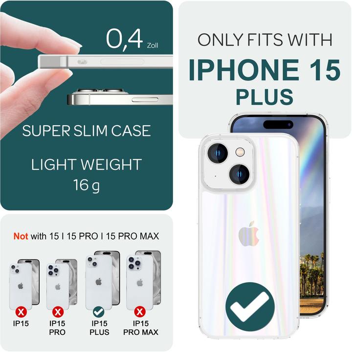 Image du produit Nalia Housse en verre trempé transparent effet arc-en-ciel (Apple iPhone 15 Plus)