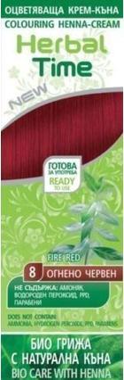 Herbal Time 100% Bio Henna Haarfarbe Creme Natürlicher Pflanzenfarbstoff Feuerrot (Feuerrot)