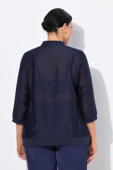 Produktbild Ulla Popken Blouson, leicht transparent, V-Ausschnitt, 3/4-Arm (62)