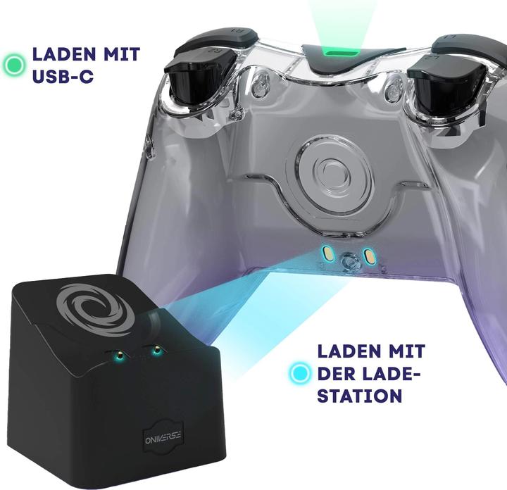 Produktbild Oniverse Nintendo Switch Astralite Controller Wireless Smoked Black inkl. Charging Station (Android, Switch OLED, PC, iOS, Switch, Switch Lite)