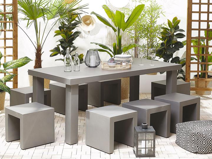 Produktbild Beliani Gartenmöbel Set Beton grau 6-Sitzer TARANTO (180 cm)