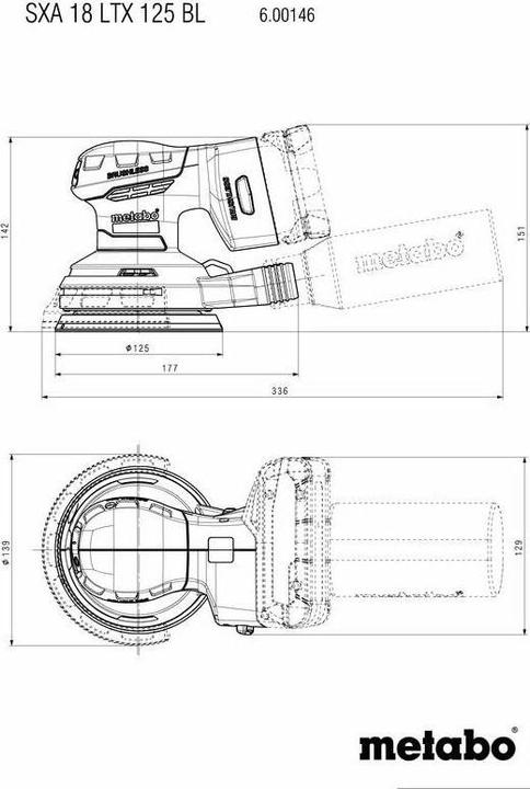 Produktbild Metabo SXA 18 LTX 125 BL (Exzenterschleifer)