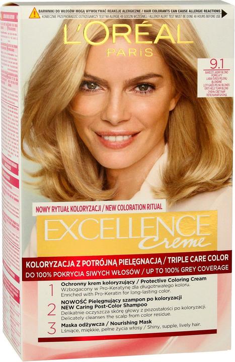 Immagine prodotto L'Oréal Paris L'Oreal Paris Excellence Creme Cream Colorazione 9.1 biondo cenere molto luminoso (9.1 Popelato biondo Bj)