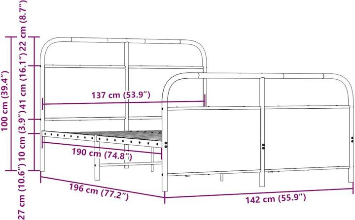 Actual product image VidaXL Bed without mattress (137 x 190 cm)