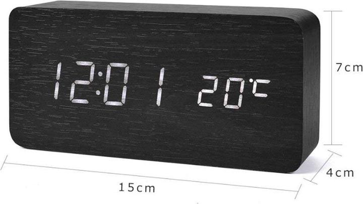 Produktbild JTI Digitaler LED-Wecker im Holzdesign - Schwarz / Rot
