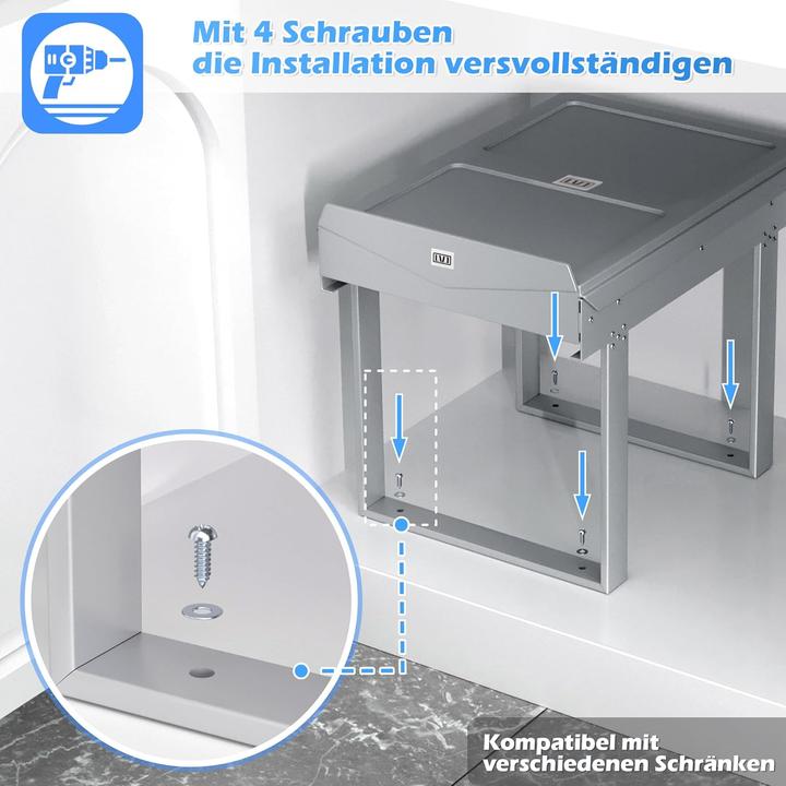 Produktbild LVJ Einbaumülleimer-Trennsystem mit 3 Fächer (40 l)