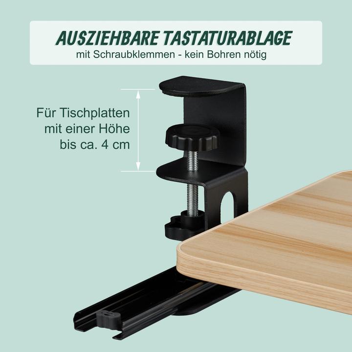 Image du produit Relaxdays Ausziehbare Tastaturablage zum Klemmen