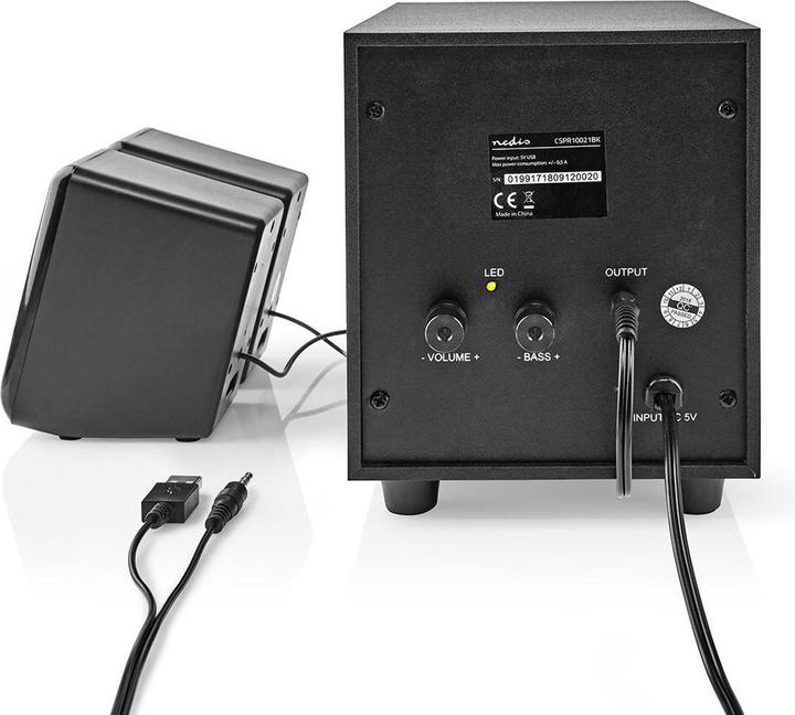 Produktbild Nedis PC-Lautsprecher - Stromversorgung über USB - Subwoofer - Anschlüsse Eingang: 1x 3.5 mm - 2.1 (1 Stk., 16 W)