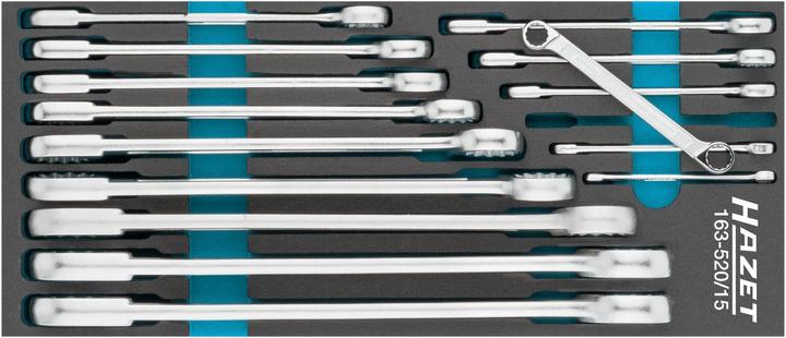 Produktbild HAZET Doppel-Ringschlüssel Satz 163-520/15 ∙ Aussen Doppel-Sechskant-Tractionsprofil ∙ 6 - 34 ∙ Anza… (32 mm, 19 mm, 6 mm, 12 mm, 24 mm, 14 mm, 22 mm, 16 mm, 23 mm, 34 mm, 10 mm, 21 mm, 18 mm, 27 mm, 7 mm, 17 mm, 11 mm, 15 mm, 26 mm, 30 mm, 8 mm, 28 mm, 9 mm, 13 mm, 20 mm, 25 mm)
