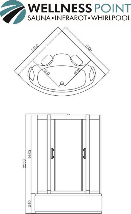 Produktbild PureHaven 2in1 Whirlpool und Dampfdusche 150x150x225 cm mit Aluminiumrahmen Tropenbrause Sitzfläche