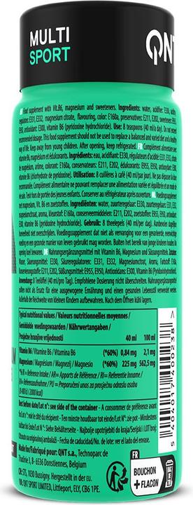 Valori nutrizionali e ingredienti QNT Magnesio Vitamina B6 Shot Frutta tropicale (1 Pezzo/i, 100 g)