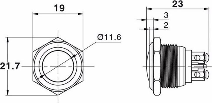 Actual product image Purecrea Flush Mount Pushbutton IP67 Stainless Steel 16mm 2P