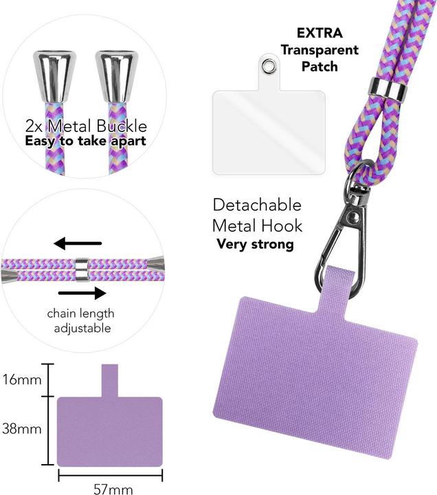 Image du produit Nalia Chaîne universelle pour téléphone portable à porter autour du cou avec pad