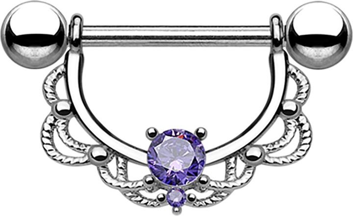 Star Piercing Barbell Halbkranz silber mit Kristall tanzanite (Chirurgenstahl 316L, ohne Messing)