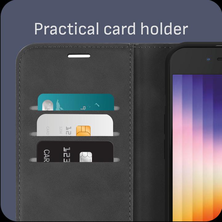 Actual product image Cazy Premium wallet case for iPhone SE 2022, magnetic wallet case, card slots, stand - (Apple iPhone SE (3rd Gen))
