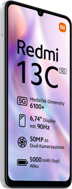 Image du produit Xiaomi Redmi 13C 5G (128 Go, Starry Silver, 6.74", Double SIM, 50 Mpx, 5G)
