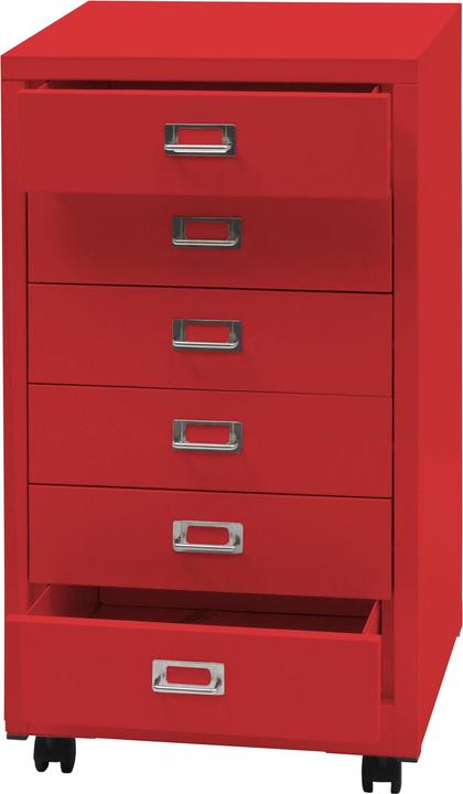 Mendler Piedistallo mobile HWC-L49, metallo 75x40x41cm 6 cassetti, rosso
