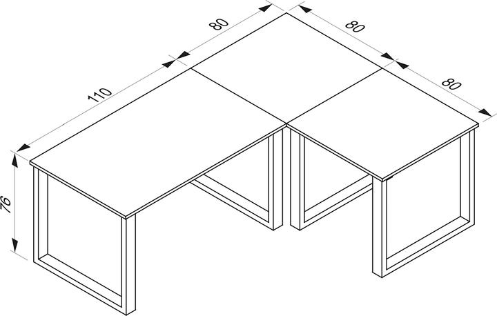Immagine prodotto VCM Scrivania angolare Lona Profondità 80 cm U Alu Argento (190 x 80 cm)