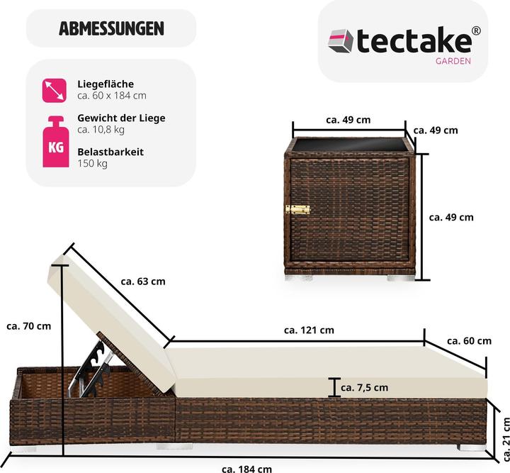 Immagine prodotto tectake Sedie a sdraio (184 cm)