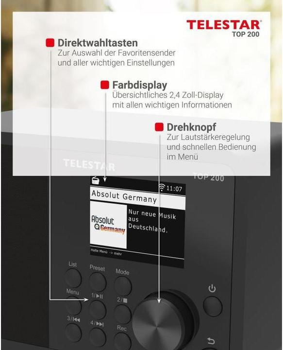 Actual product image Telestar Top 200 (Web radio, DAB+, FM, Wi-Fi, Bluetooth)