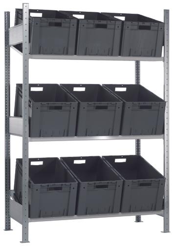 Schulte Lagertechnik MULTIplus150 boltless bay system with sloping shelves