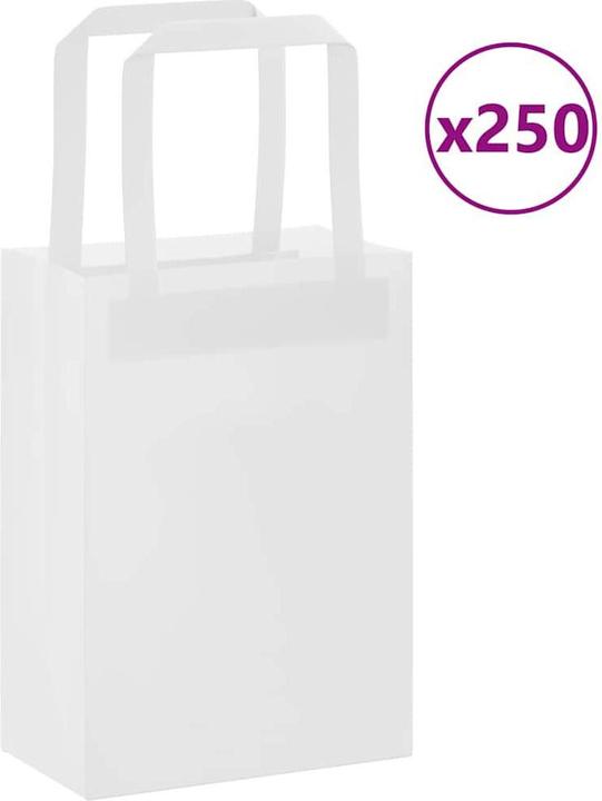 Produktbild VidaXL Kraftpapiertüten 250 Stk. mit Henkel Weiss 15x8x21 cm Papiertüte (Geschenktüte, 250 x)