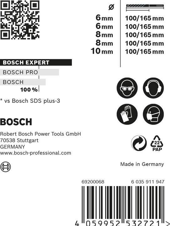 Produktbild Bosch Professional Zubehör EXPERT SDS plus-7X Hammerbohrer-Set, 6/6/8/8/10 mm, 5-tlg. (6, 8, 10 mm)