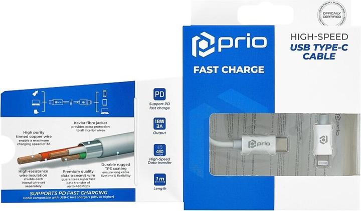 Actual product image prio USB-C to Lightning charging cable (1 m, USB 4.0)