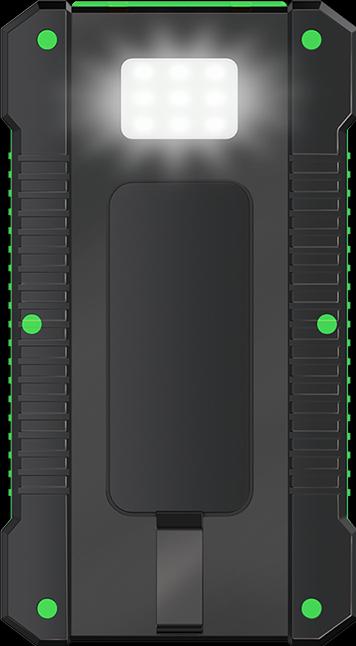 Produktbild LogiLink Solar-Powerbank 8000 mAh, Taschenlampe, 2x USB-A, grün-schwarz (8000 mAh, 10 W, 10 Wh)