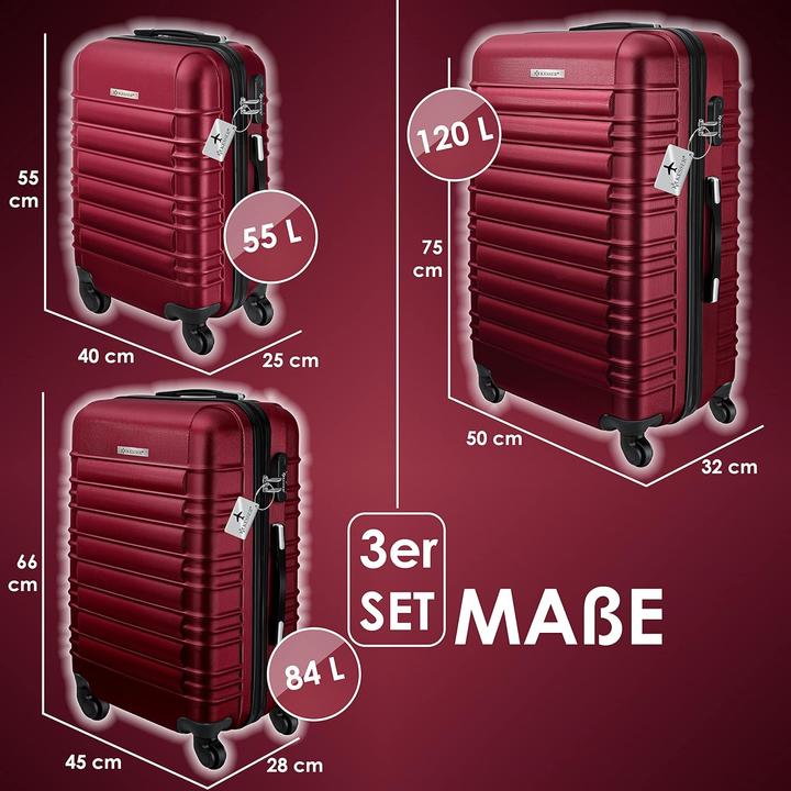 Immagine prodotto Kesser 3tlg. Hartschalenkofferset mit Kofferwaage (120 l, M (50 - 90l), XL (da 115l))