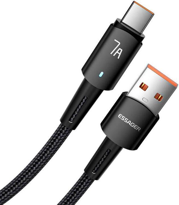 Actual product image Essager USB-A to USB-C cable,, EXC7A-CGB01-P, 100W, 0.5m (black) (0.50 m, USB 3.0, 100 W)