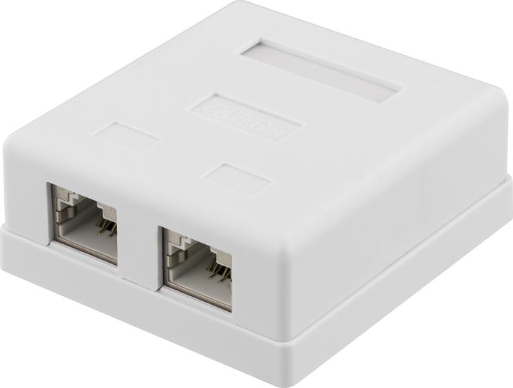 Actual product image Deltaco shielding network wall socket Surface FTP 2xRJ45 Cat6A white