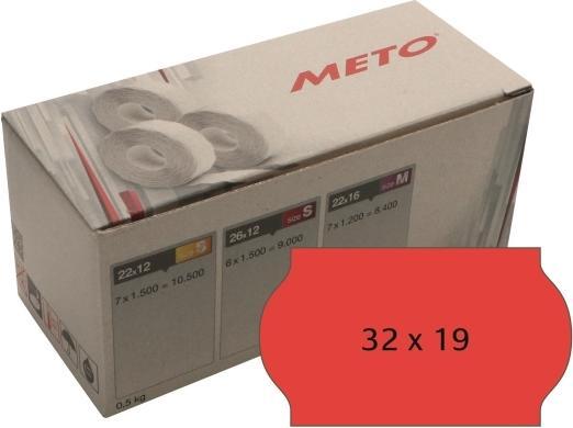 Actual product image METO label permanent 32x19 mm rød 1000 pcs. pr./rulle - (carton á 5 ruller) (1.90 cm)