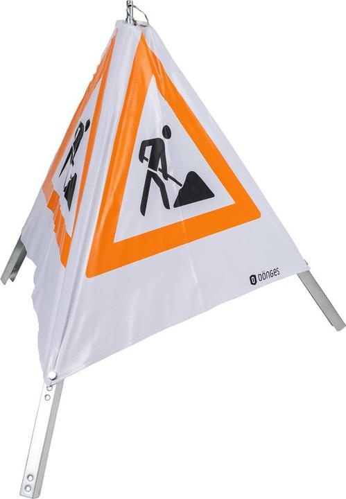 Produktbild Dönges Faltsignal, 700 mm, Tagesleuchtfarbe, Symbol Baustelle (Zeichen 123)