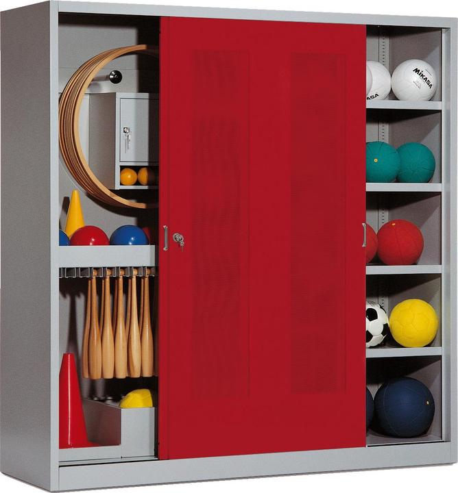 Actual product image C+P Sports equipment locker (HxWxD: 195x190x60 cm, with perforated sliding doors, type 5)