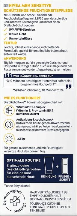 Actual product image NIVEA MEN Sensitive Schützende Feuchtigkeitspflege LSF30 (50 ml, Day cream, SPF 30)