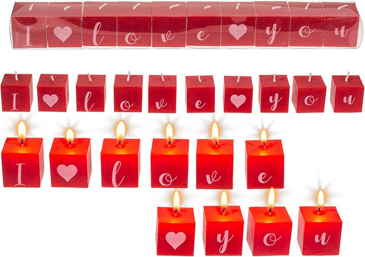 Produktbild G. Wurm Kerze I Love You 10-er Set, Rot (10 Stk.)