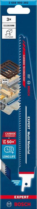 Actual product image Bosch Professional Zubehör Expert Multi Material S 1156 XHM reciprocating saw blade, 3 pieces