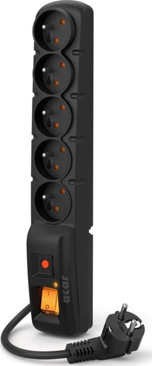 Actual product image Acar Listwa zasilająca F5 przeciwprzepięciowa 5 gniazd 2.5 m czarna (W2052) (5 x, CEE 7/5, 2.50 m)