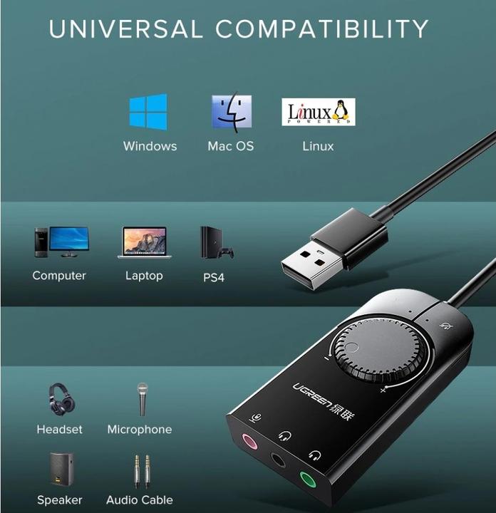 Produktbild Ugreen Externe USB Soundkarte mit Lautstärkeregler
