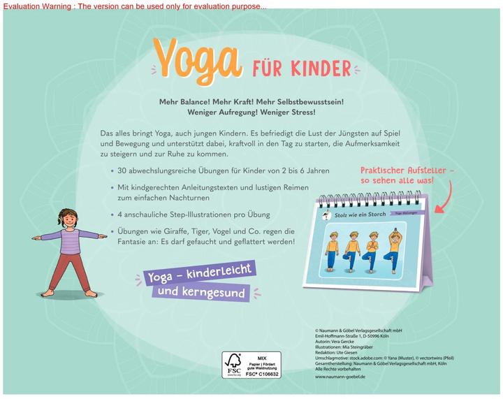 Produktbild Yoga für Kinder - 30 einfache Übungen für kleine Yoga-Mäuse von 2-6 Jahren (Deutsch, Vera Gercke, 2022)