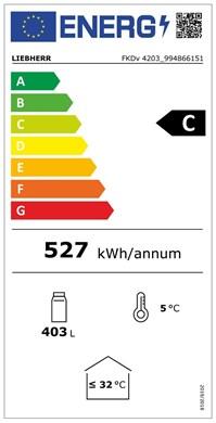 Energy Label Liebherr Commercial display cooling unit (385 l)