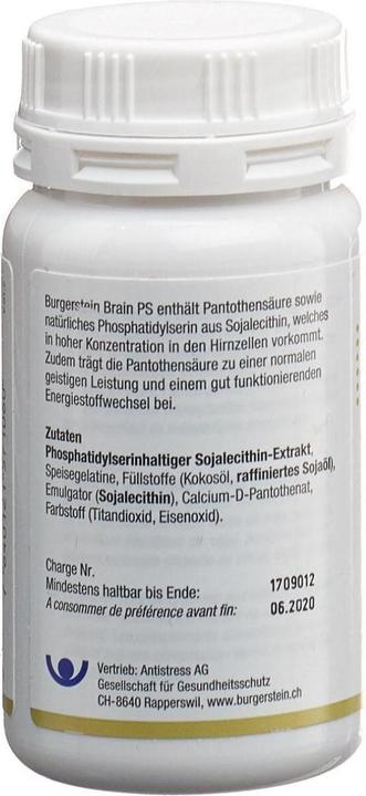 Nährwerte und Zutaten Burgerstein Brain PS (60 Stück, Kapseln, 120 g)