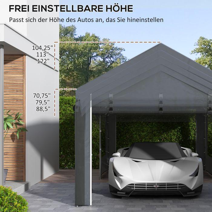 Produktbild Swisshandel24 Partyzelt, ca. 6 x 3m, höhenverstellbar, Autoüberdachung mit 4 Netzfenstern, 4 Türen, Stahl, Dunkelg (600 cm, 297 cm)
