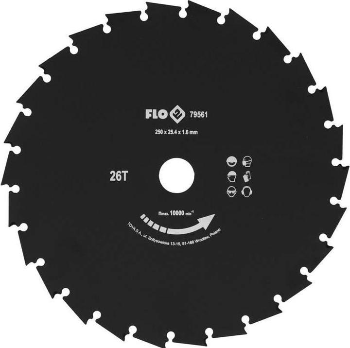 Toya Lame d'arrachage Flo pour débroussailleuse, diamètre : 255 mm (25,5 cm), prise : 25,4 mm, 26 dents