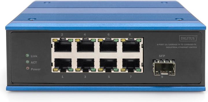 Image du produit Digitus Commutateur industriel Ethernet 8 ports 10/100BASE-TX + 1 port 100BASE-FX (8 Ports)