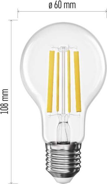 Image du produit Emos Ampoule LED filament A60 / E27 / 10,5 W (100 W) / 1521 lm / Blanc chaud (E27, 10.50 W, 1521 lm, 1 x, D)